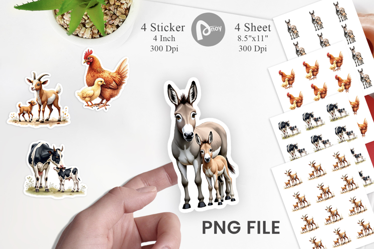 Farmyard Mother Baby Animal Sticker