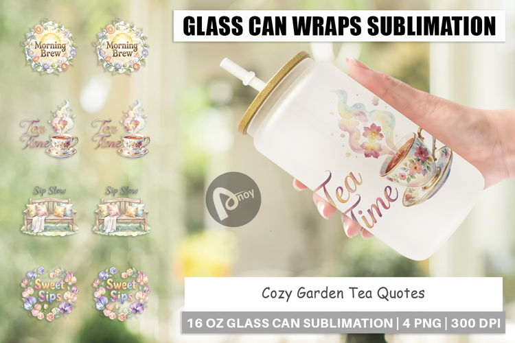 Cozy Garden Tea Quotes Glass Can