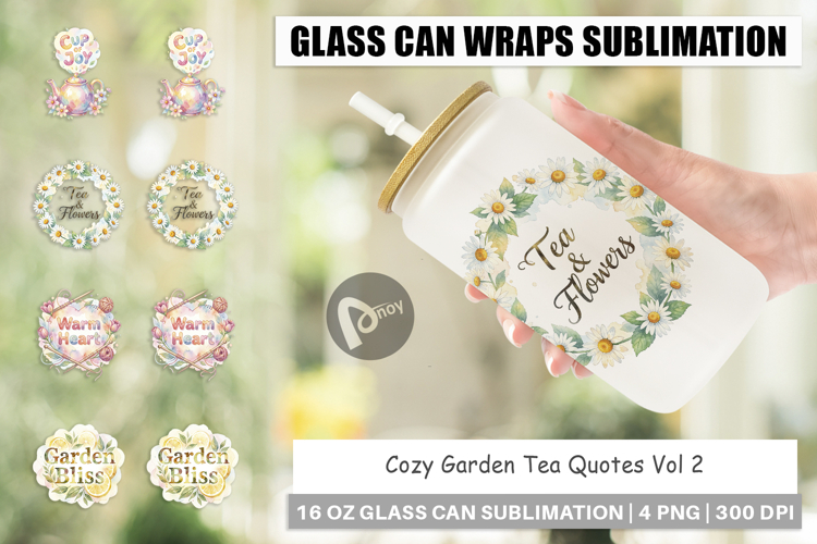 Cozy Garden Tea Quotes Glass Can