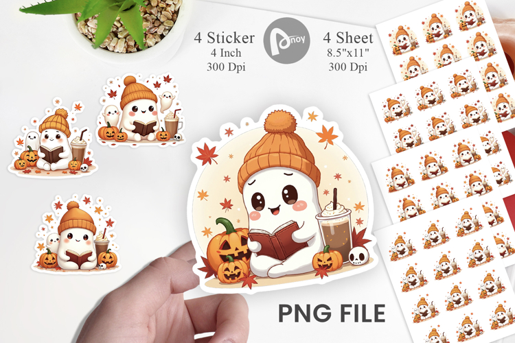 Cozy Reading Ghost Sticker