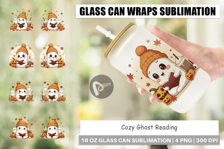 Cozy Reading Ghost Glass Can