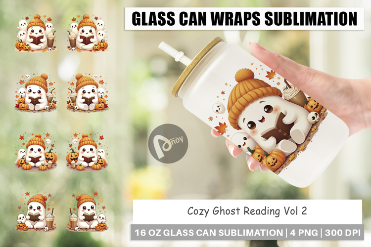 Cozy Reading Ghost Glass Can