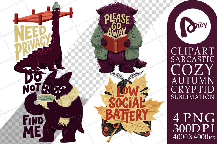 Introvert Autumn Cryptid Art Sublimation example image 1