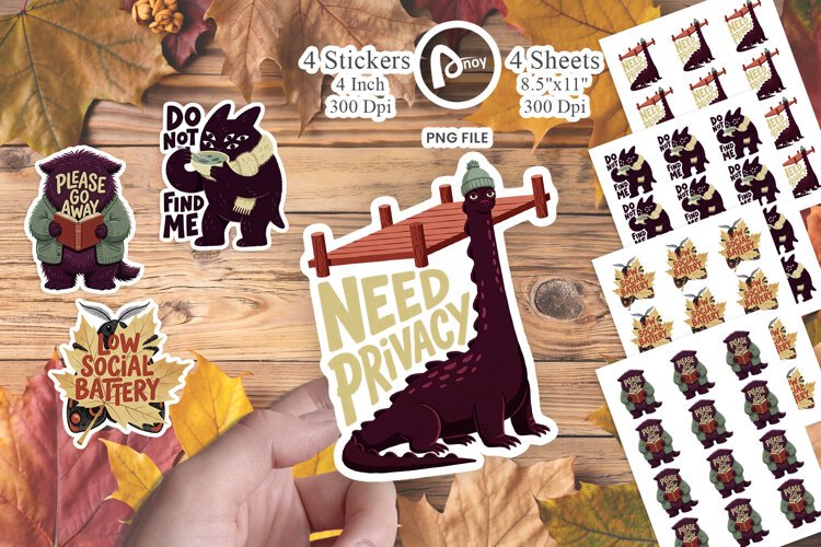 Introvert Autumn Cryptid Art Sticker example image 1