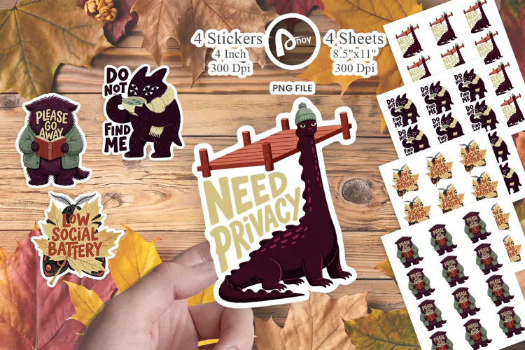 Introvert Autumn Cryptid Art Sticker