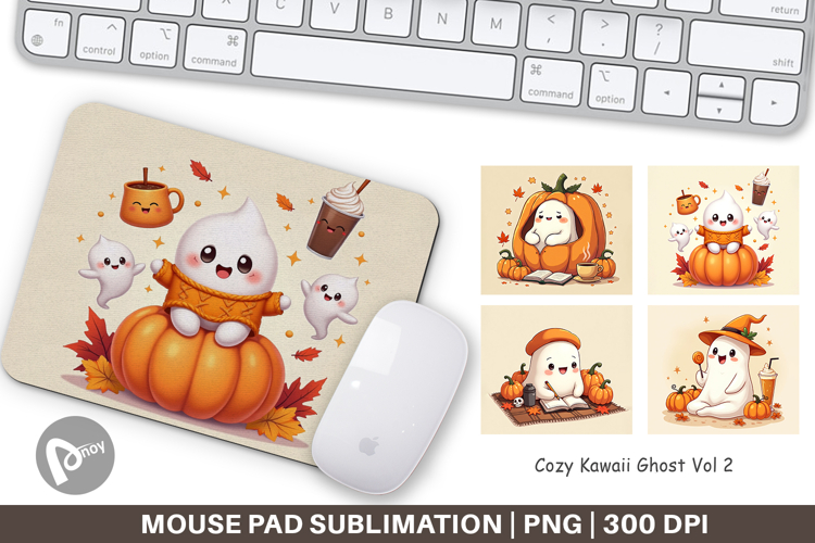 Kawaii Cozy Ghost Mouse Pad