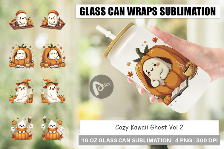 Kawaii Cozy Ghost Glass Can
