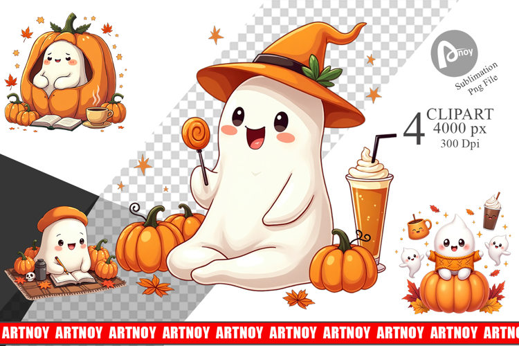 Kawaii Cozy Ghost Clipart