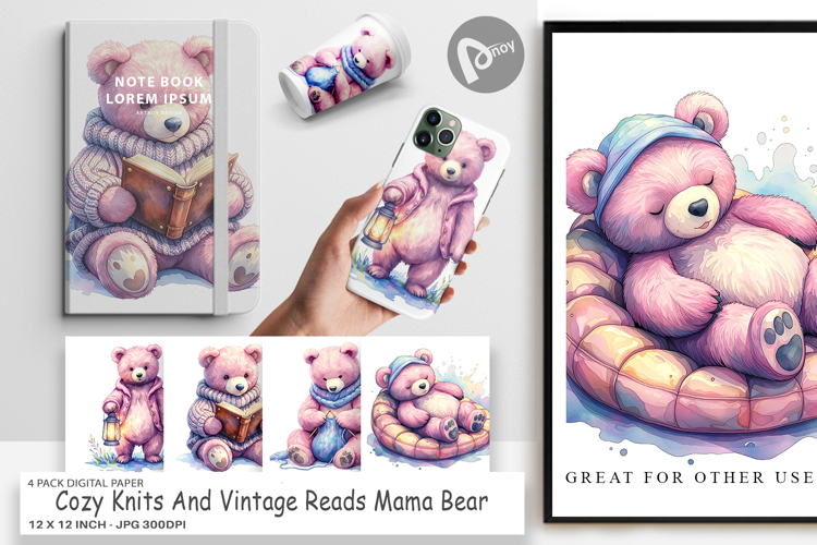 Knits & Reads Mama Bear Digital Paper