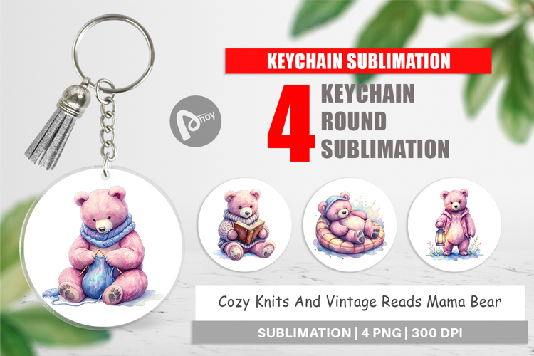 Knits & Reads Mama Bear Keychain