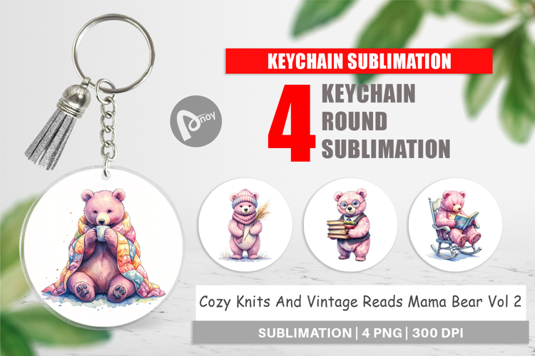 Knits & Reads Mama Bear Keychain