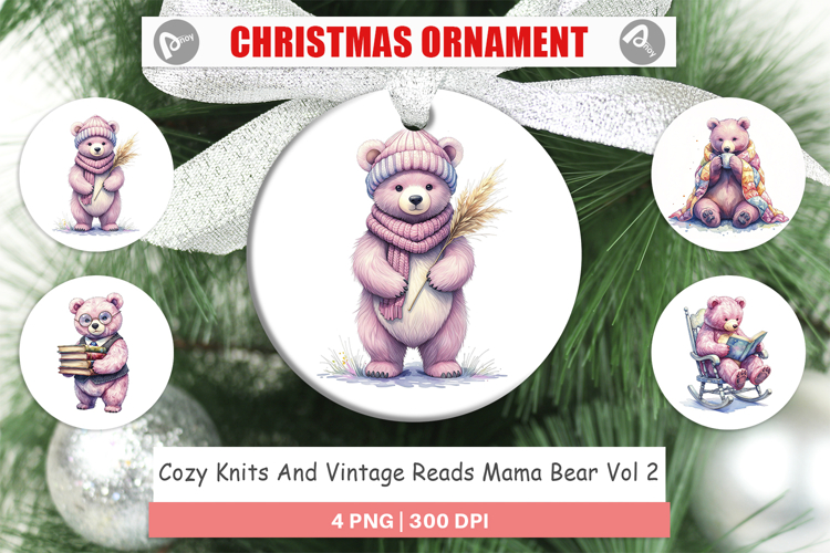 Knits   Reads Mama Bear Ornament