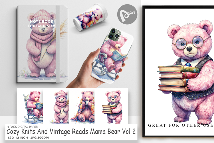 Knits & Reads Mama Bear Digital Paper