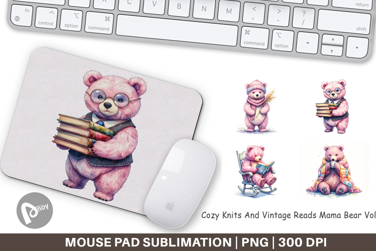 Knits   Reads Mama Bear Mouse Pad