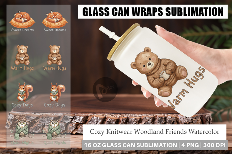 Knitwear Woodland Friends Glass Can