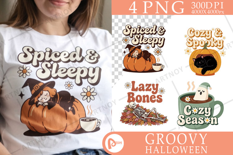 Cozy Lazy Ghoul Halloween Sublimation example image 1
