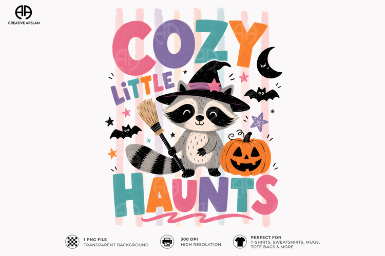 Cozy Little Haunts Raccoon - Funny Halloween Shirt Design