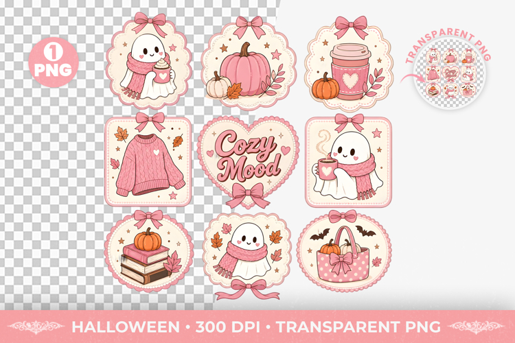 Cozy Mood Ghost Pumpkin Fall Sublimation T-Shirt Design PNG