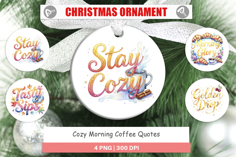 Cozy Morning Coffee Quotes Ornament