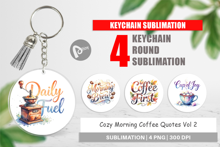 Cozy Morning Coffee Quotes Keychain