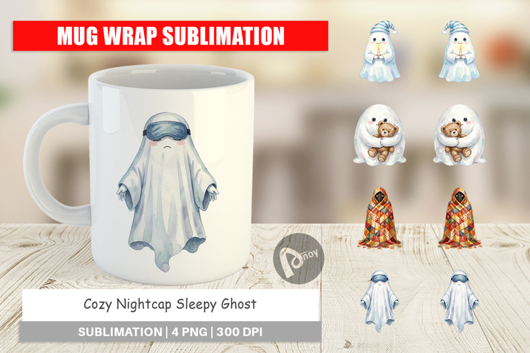 Cozy Nightcap Sleepy Ghost Mug Wrap