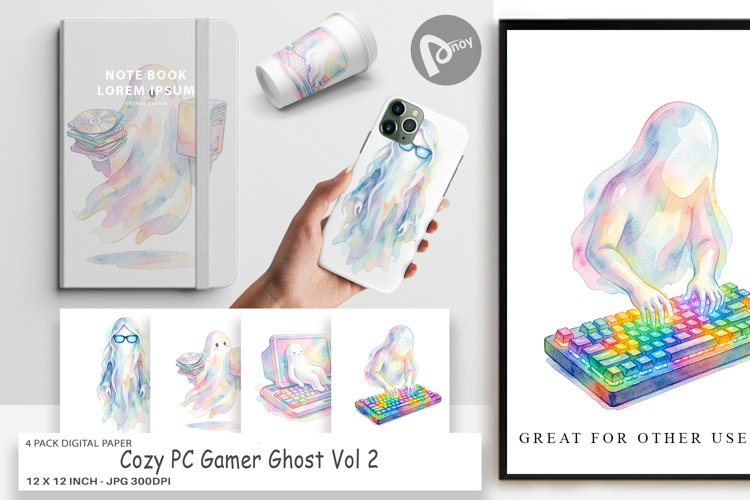 Cozy PC Gamer Ghost Digital Paper
