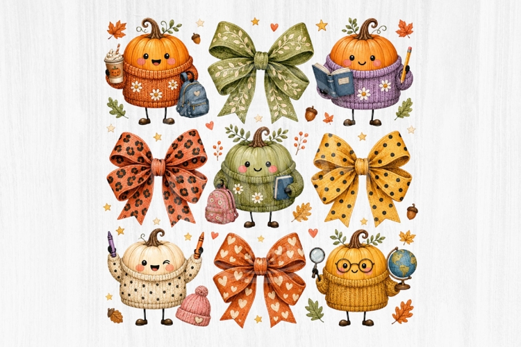Cozy Pumpkin Teacher Autumn Clipart PNG Design
