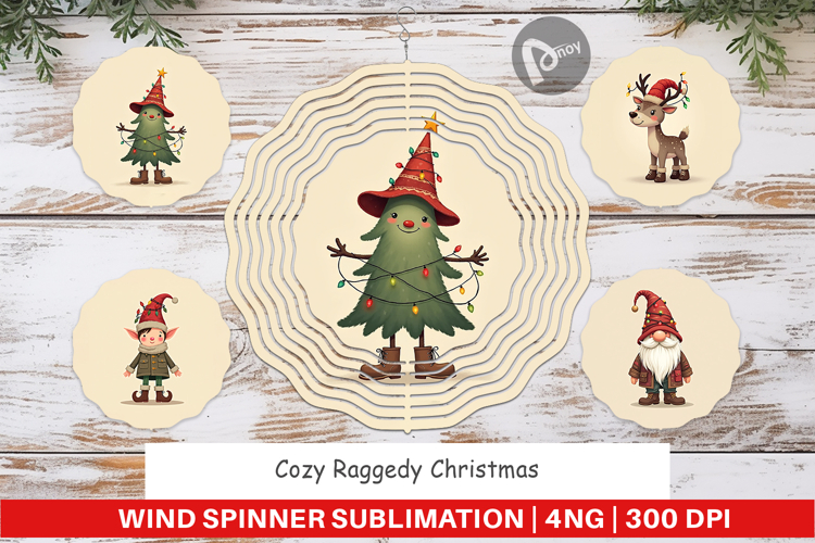 Cozy Raggedy Christmas Wind Spinner