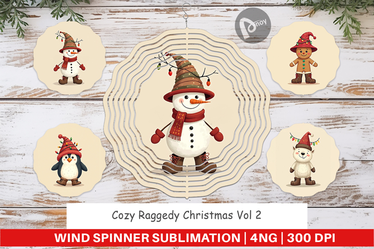 Cozy Raggedy Christmas Wind Spinner