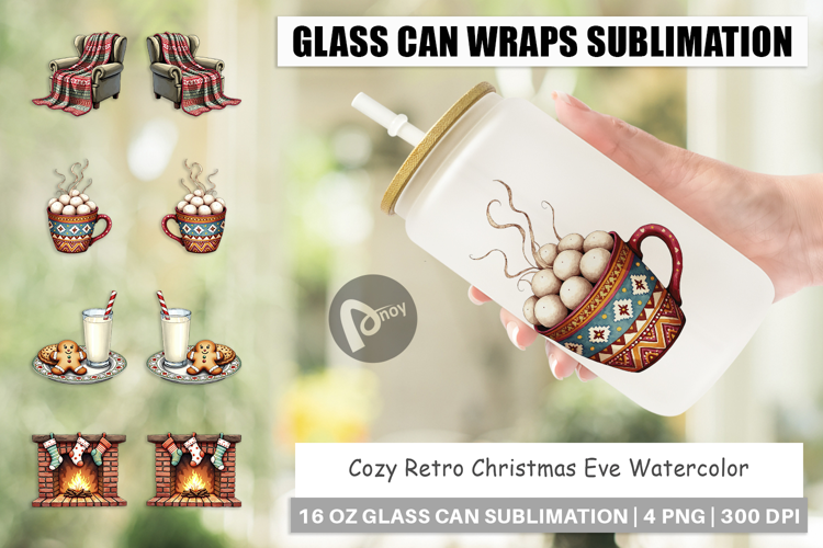 Retro Christmas Eve Glass Can