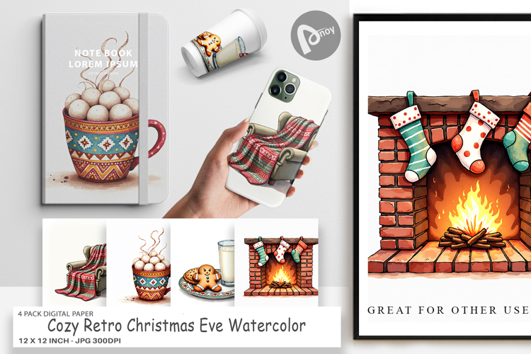 Retro Christmas Eve Digital Paper