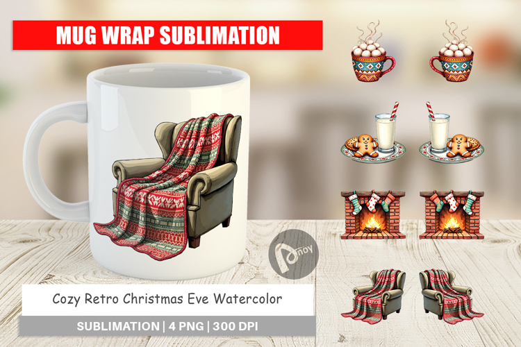Retro Christmas Eve Mug Wrap