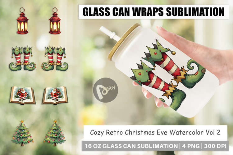 Retro Christmas Eve Glass Can