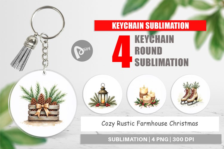 Rustic Farmhouse Christmas Keychain