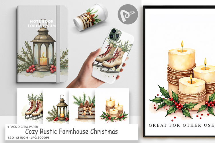 Rustic Farmhouse Christmas Digital Paper