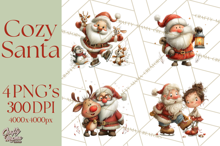 Santa Claus Christmas Clipart PNG, Cozy Watercolor