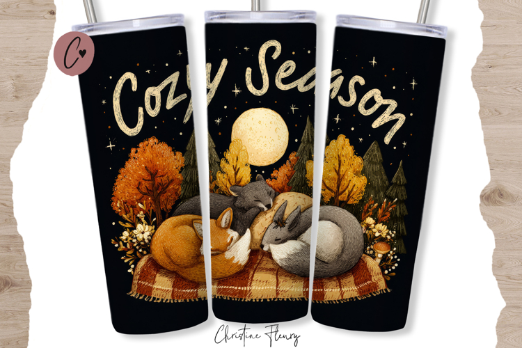 Woodland Cozy Season Tumbler Wrap PNG