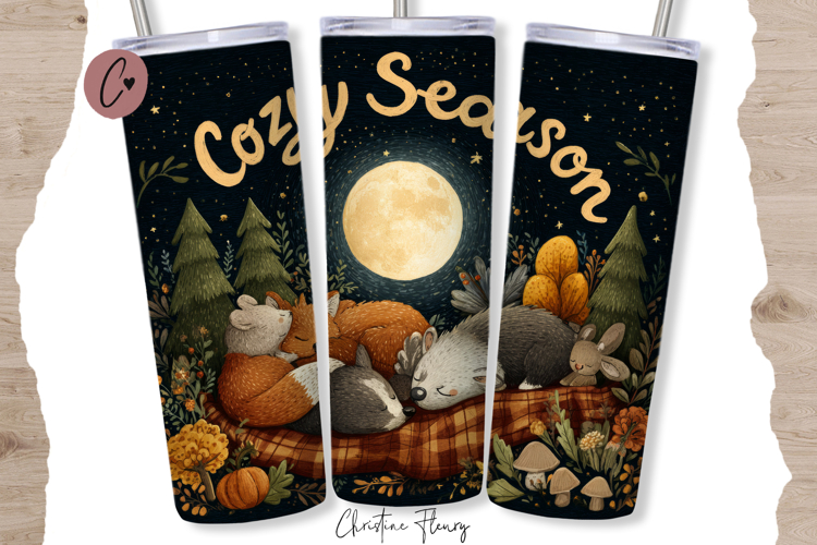 Woodland Cozy Season Tumbler Wrap PNG