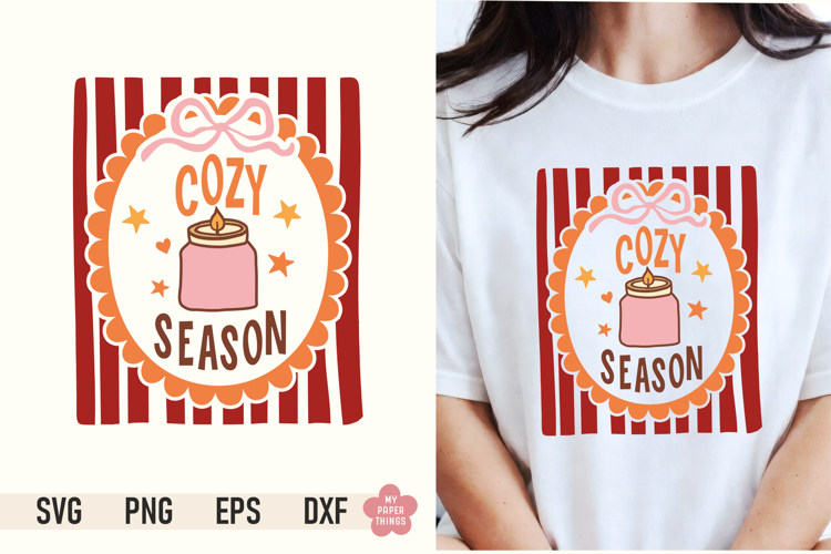 Cozy Season SVG PNG | Retro Coquette Fall Sublimation Design