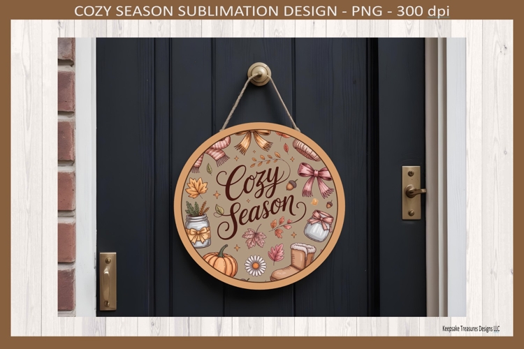 Fall Door Sign, Cozy Season, Sublimation Png, Autumn