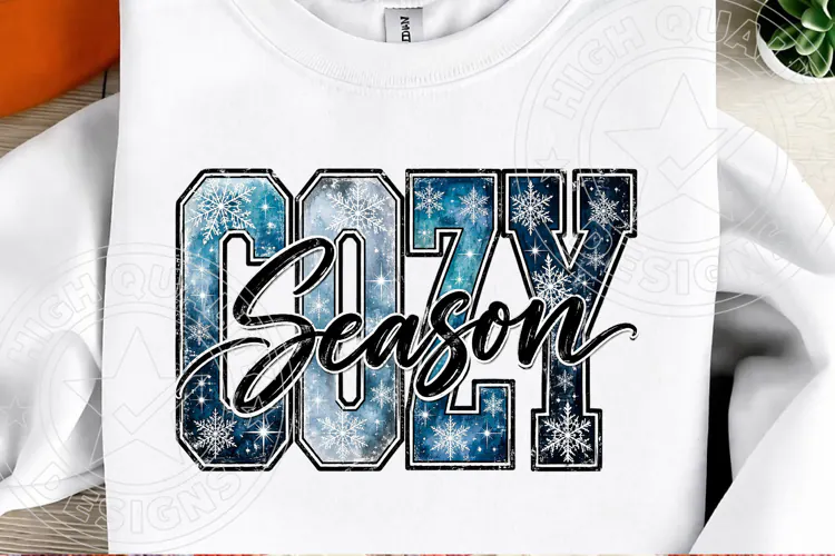 Cozy Season PNG | Blue Snowflake Winter Sublimation Design