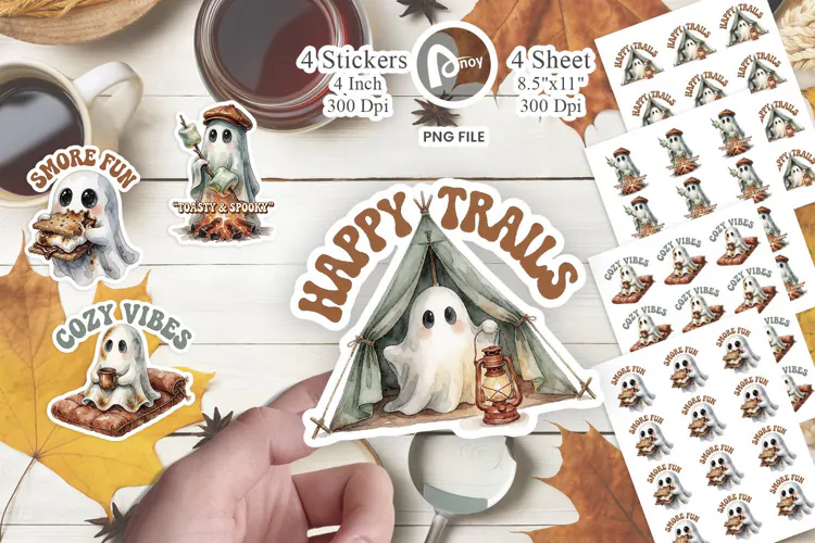 Smores Autumn Camp Ghosts Sticker