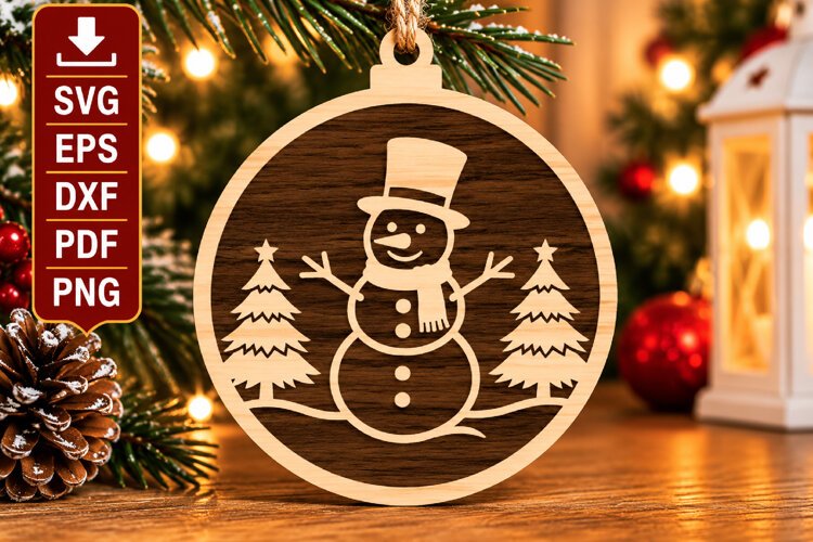 Cozy Snowman Christmas Ornament SVG example image 1