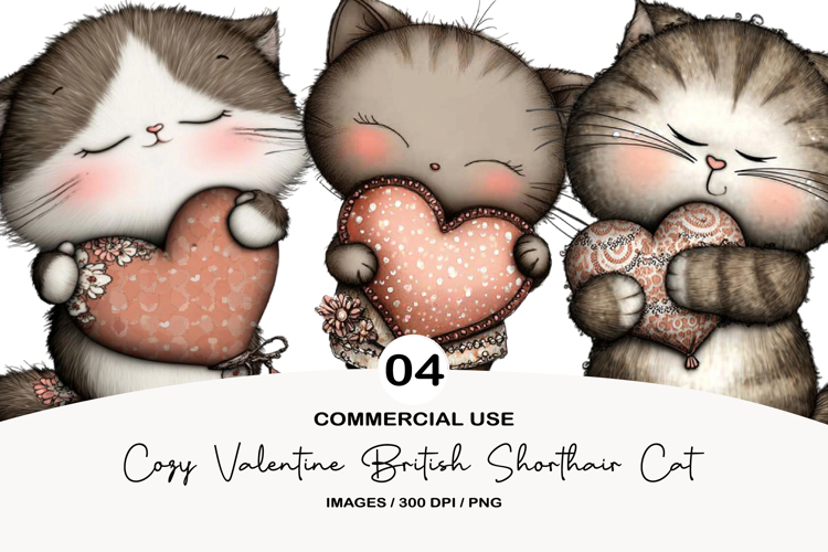 Cozy Valentine British Shorthair Cat PNG