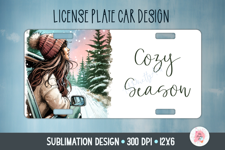 Cozy Vibes Car Plate Sublimation Design Png