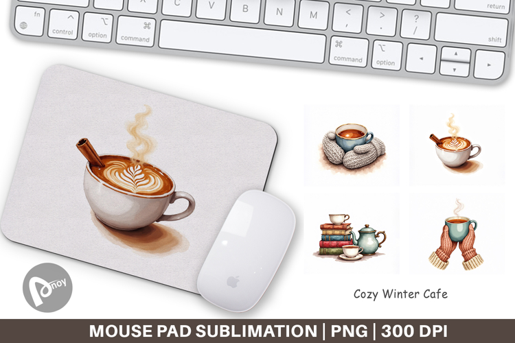 Cozy Winter Cafe Mouse Pad
