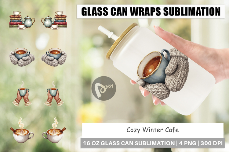 Cozy Winter Cafe Glass Can