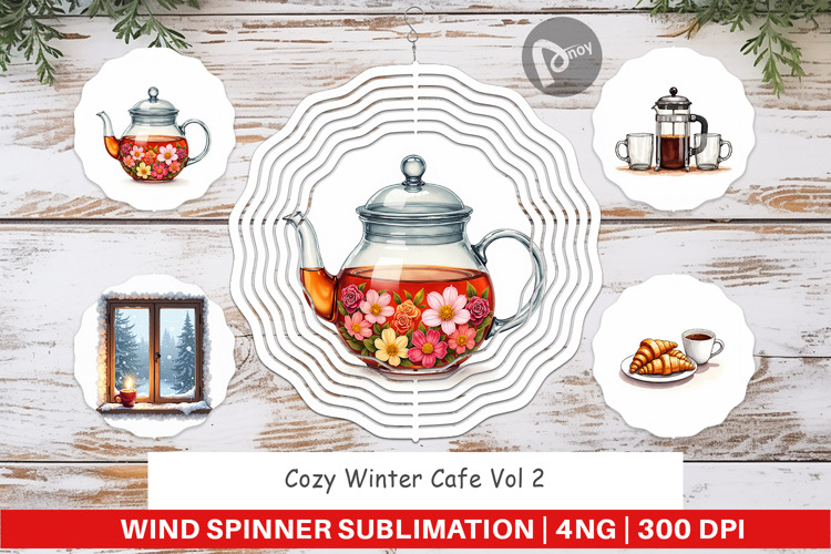 Cozy Winter Cafe Wind Spinner