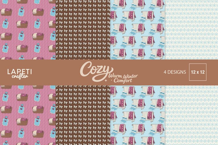 Cozy winter digital paper collection with soft seasonal patterns