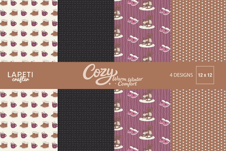Cozy winter digital paper collection with warm seasonal patterns